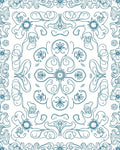 Cyan Floral Scrollwork Symmetry Rug