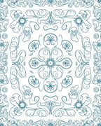 Cyan Floral Scrollwork Symmetry Rug