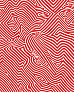Red White Abstract Maze Stripes Rug