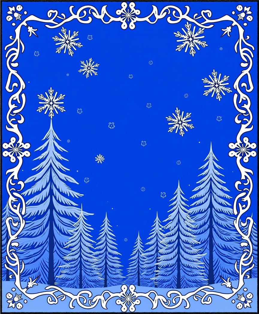 Winter Forest Snowflake Border Rug