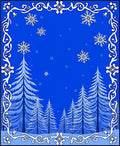 Winter Forest Snowflake Border Rug
