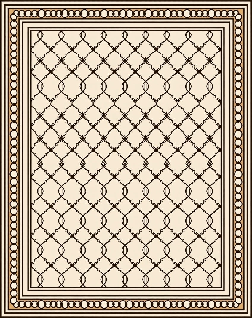 Neutral Chain Link Border Rug