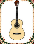 Light Beige Acoustic Guitar Floral Border Rug