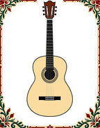 Light Beige Acoustic Guitar Floral Border Rug