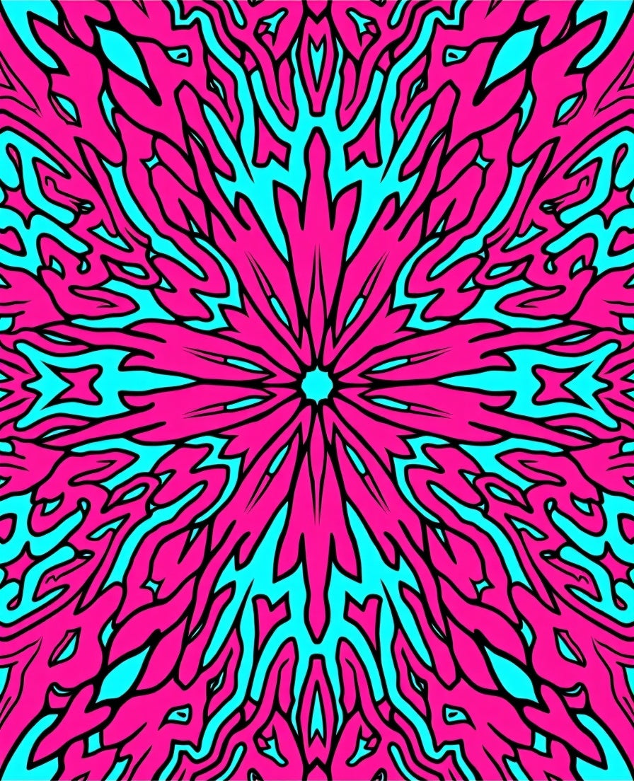 Electric Pink Cyan Psychedelic Bloom Rug