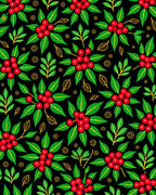 Bold Red Berry Festive Foliage Rug