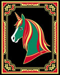 Emerald Green Unicorn Regal Frame Rug