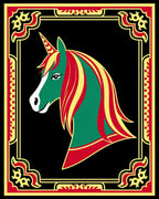 Emerald Green Unicorn Regal Frame Rug