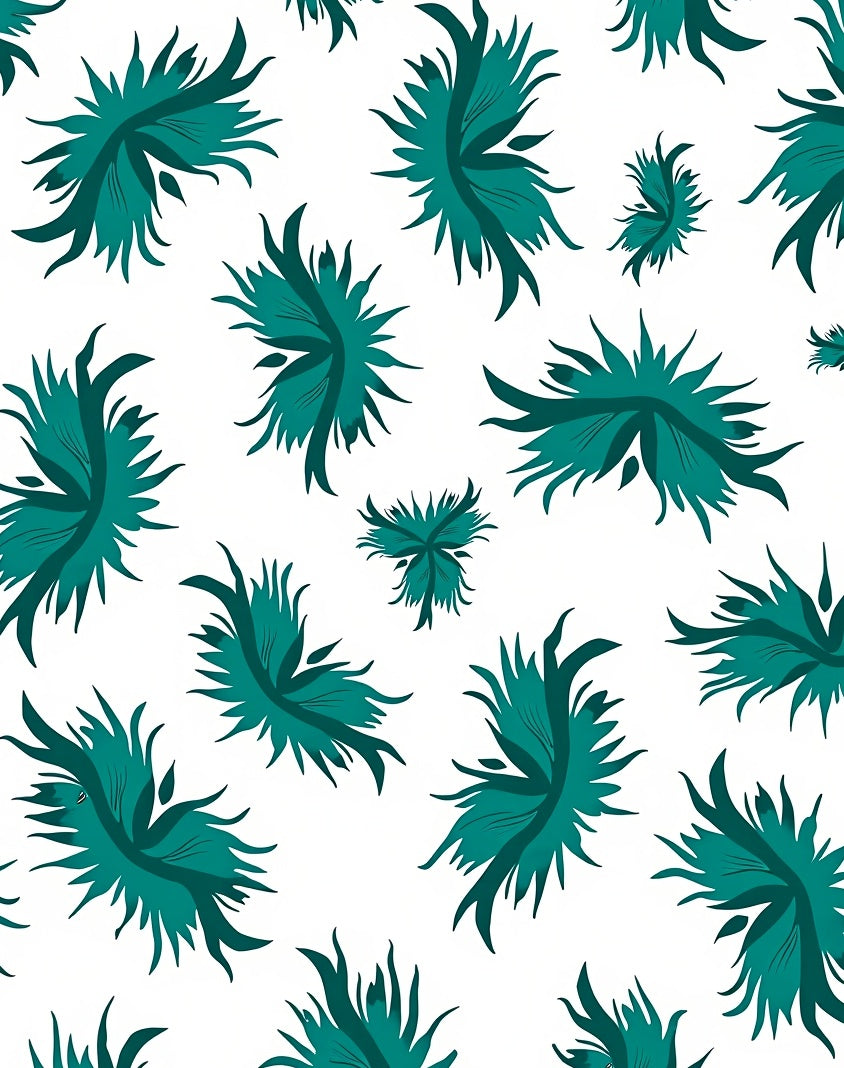 Teal Abstract Organic Bloom Rug