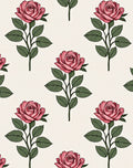 Pink Rose Stem Botanical Collage Rug