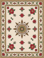 Vintage Floral Medallion Cream Rose Rug