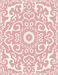 Soft Pink Damask Scroll Medallion Rug