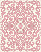 Soft Pink Damask Scroll Medallion Rug