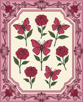 Pink Roses Butterflies Floral Garden Border Rug