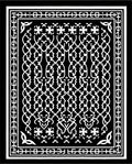 Black White Ornate Scrollwork Medallion Rug