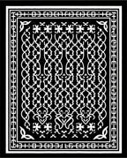 Black White Ornate Scrollwork Medallion Rug
