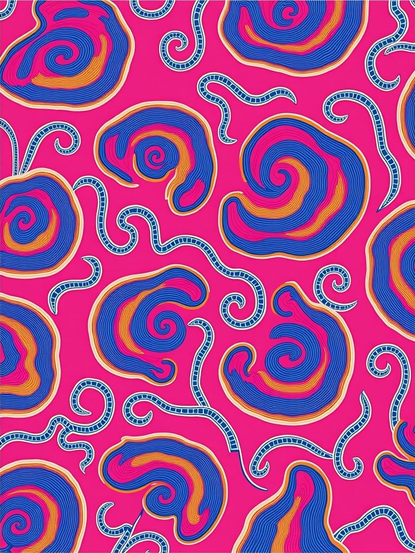Vibrant Pink Swirl Flowing Abstract Rug