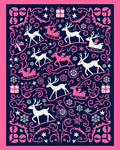 Pink White Deer Sleigh Gift SnowflakesRug Rug