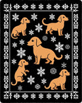 Orange Dachshund Snowflakes Black Border Rug
