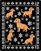 Orange Dachshund Snowflakes Black Border Rug