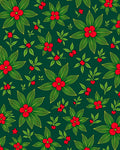 Emerald Green Red Berry Floral Garland Rug