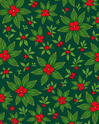 Emerald Green Red Berry Floral Garland Rug