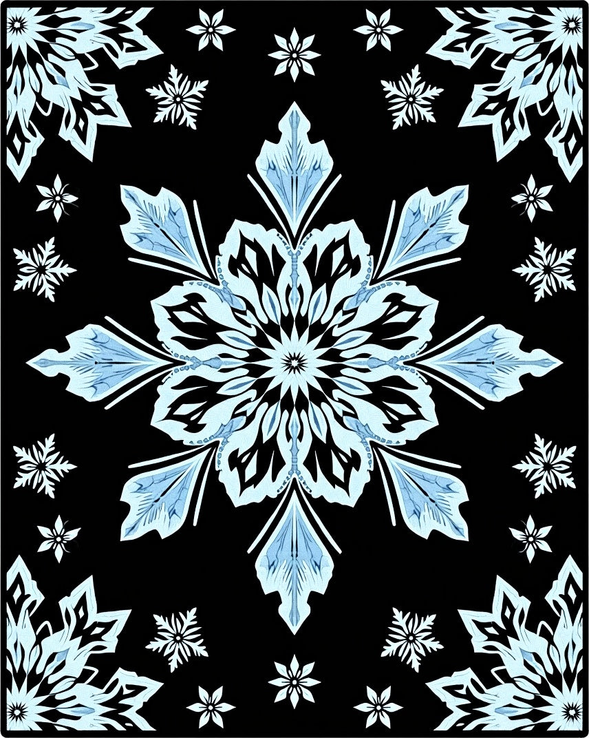 Light Blue Snowflake Mandala Accent Rug