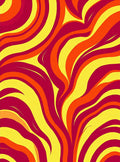 Retro Swirl Crimson Orange Yellow Rug