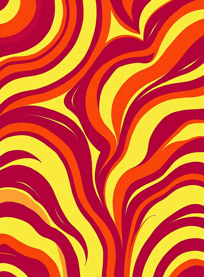 Retro Swirl Crimson Orange Yellow Rug
