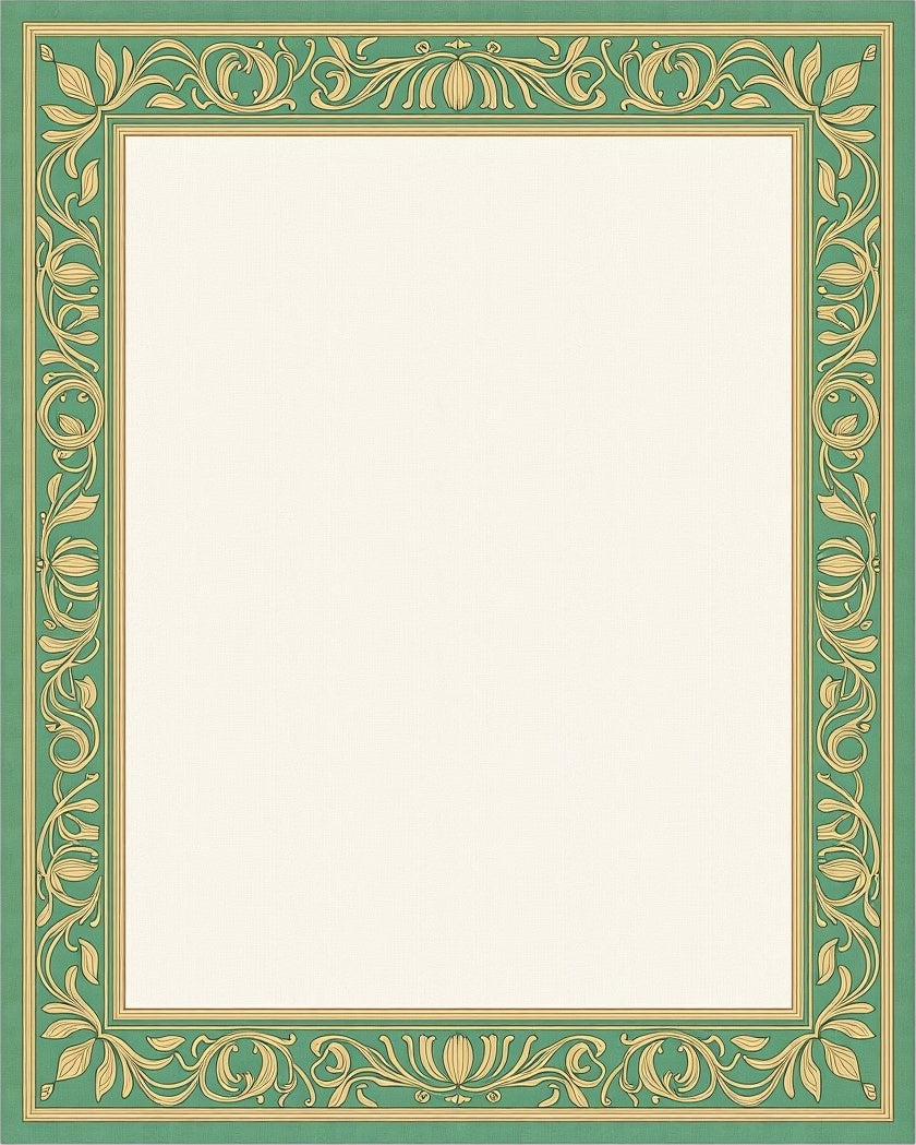 Green Gold Botanical Border Rug