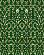 Emerald Green Golden Floral Foliage Rug