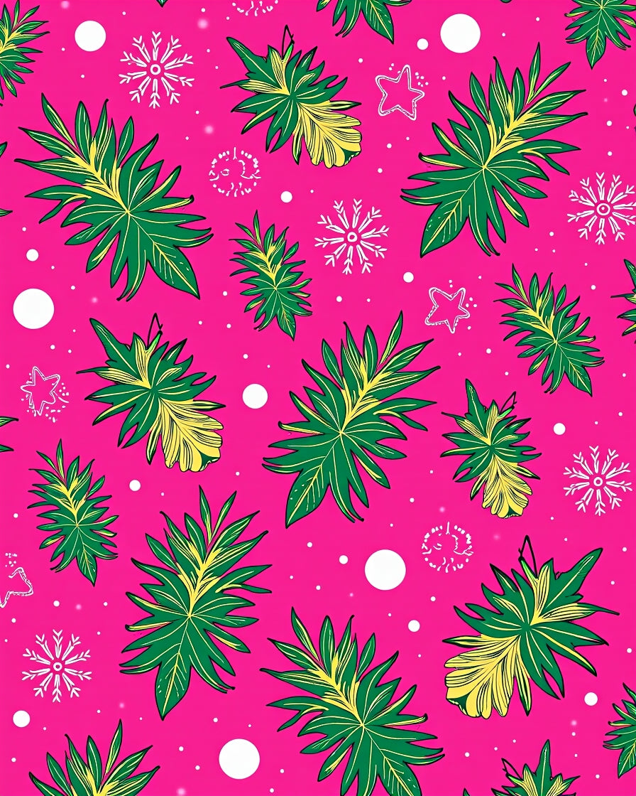 Vibrant Tropical Snowflakes Foliage Rug