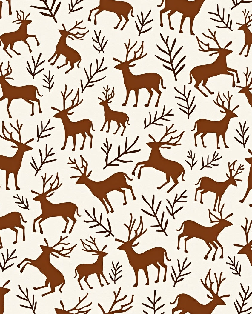 Brown Deer Woodland Forest Scene Rug