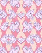 Romantic Lilac Pink Heart Scroll Rug