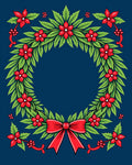 Red Flower Green Leaf Wreath Rug