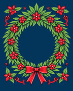 Red Flower Green Leaf Wreath Rug
