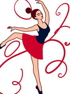 Crimson Ballet Dancer Ribbon Swirl Rug