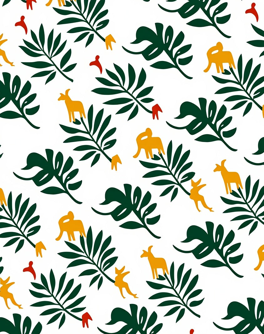 Whimsical Yellow Fauna Green Leafy Rug