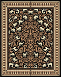 Black Camel Floral Scrollwork Rug