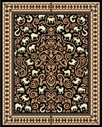 Black Camel Floral Scrollwork Rug