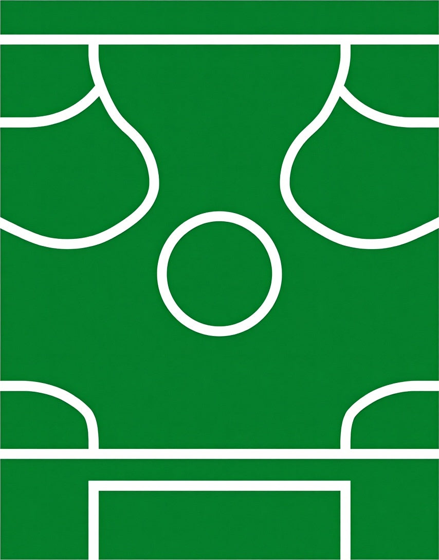 Modern Green and White Court Rug