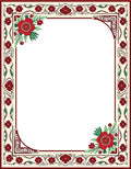 Crimson Red Floral Border Cream Rug