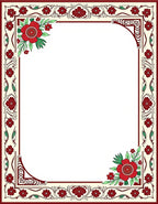 Crimson Red Floral Border Cream Rug