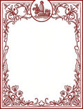Crimson Floral Border with Vignette Rug