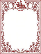 Crimson Floral Border with Vignette Rug