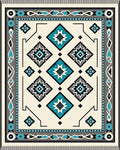 Teal Black Gray Diamond Medallion Rug