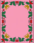 Festive Pink Holly Berry Garland Rug