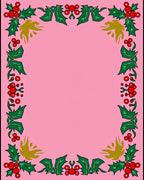 Festive Pink Holly Berry Garland Rug