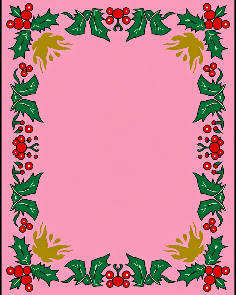 Festive Pink Holly Berry Garland Rug