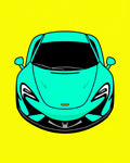 Aqua Sports Car Graphic Rug
